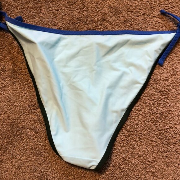 NEW NWT AERIE AMERICAN EAGLE Light Blue Cheeky Tie Side String Bikini Bottom XL - Picture 12 of 12